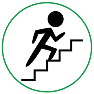 stick man going up stairs